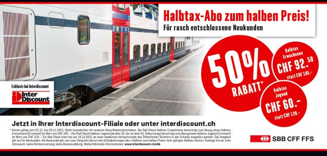 Black Friday: Interdiscount verscherbelt Halbtax mit 50 Prozent Rabatt