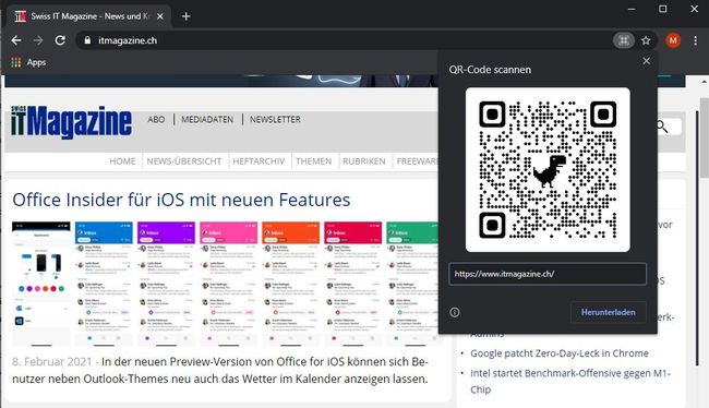 Chrome generiert QR-Codes für Pages und Bilder