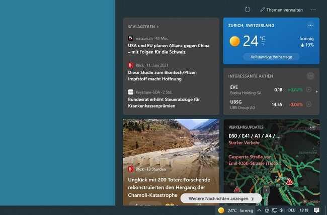 Neues News-Panel in Windows 10 stört Systray