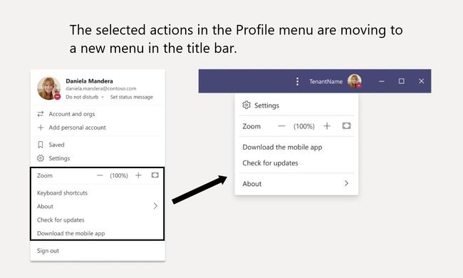Teams-Profilmenü wird überarbeitet