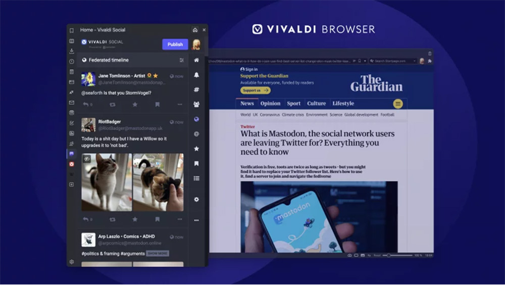 Vivaldi integriert Mastodon in seinen Browser