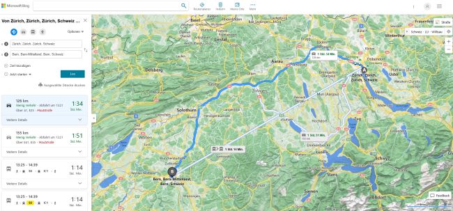 Routenplaner und mehr für Bing Maps