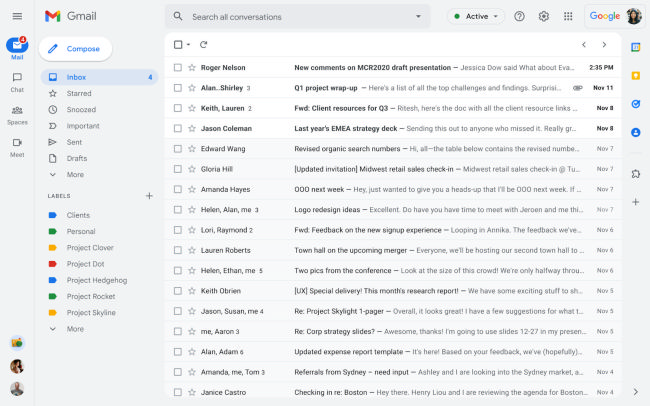 Workspace-Anwendungen werden stärker in Gmail integriert
