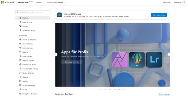 Web-Version des Microsoft Store neu im Windows-11-Design