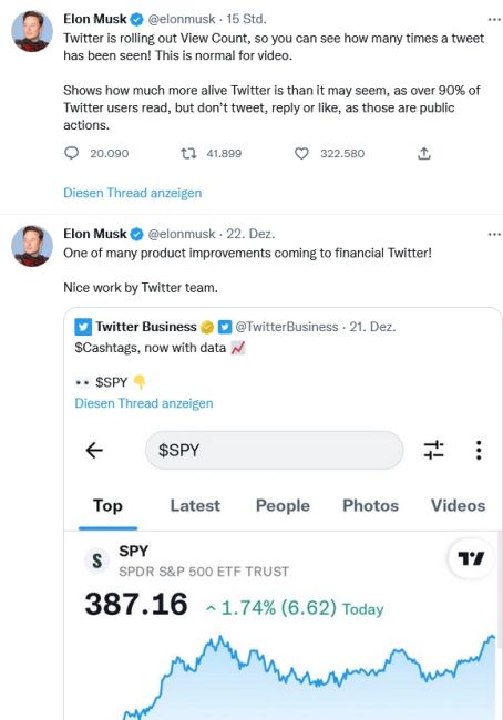 Twitter zeigt neu Zugriffszahlen auf Tweets und Börsenkurse
