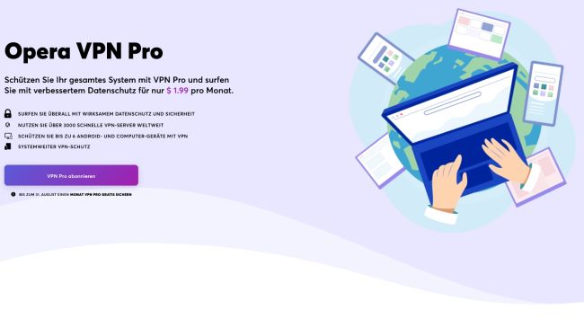 Opera veröffentlicht VPN Pro für Windows und Mac