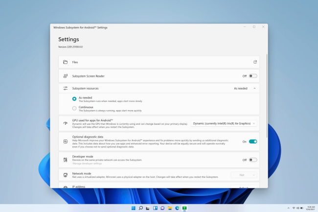 Funktions- und Design-Update für Android-Subsystem in Windows 11