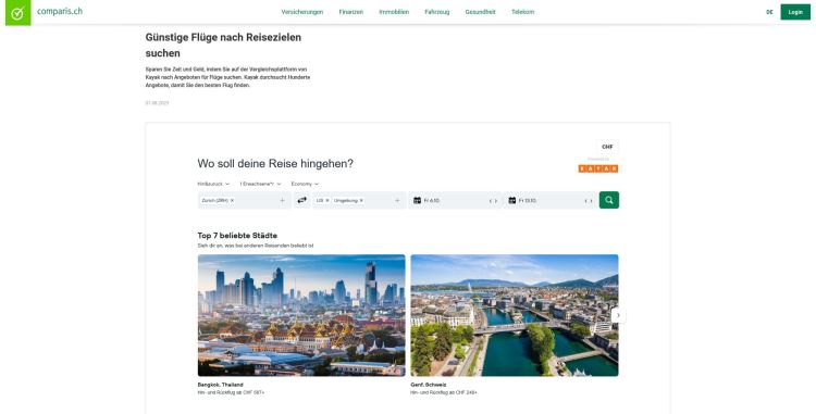 Comparis steigt ins Reisebusiness ein