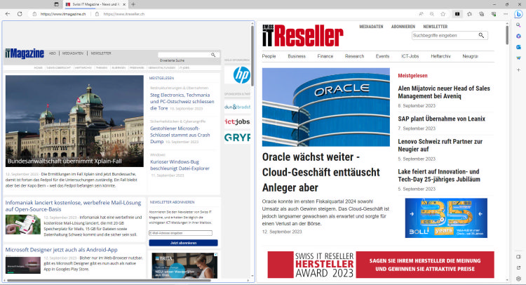 Edge bekommt neues Split-Screen-Layout