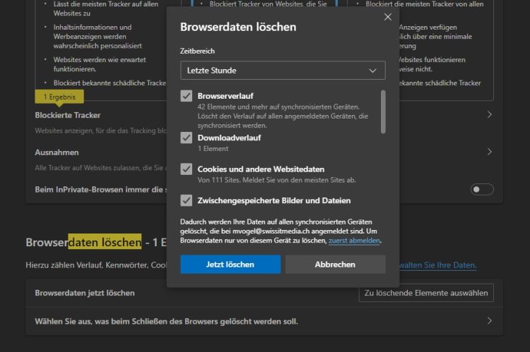 Cookies, Cache und Co. in Edge schneller löschen