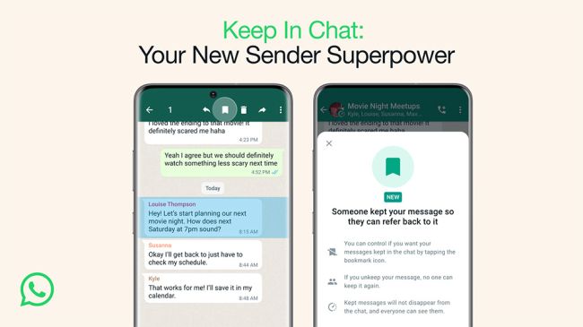 Whatsapp-Bookmarks für selbstlöschende Nachrichten