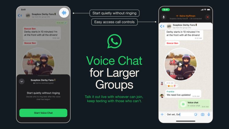 Neue Sprachchat-Funktion für grosse Whatsapp-Gruppen