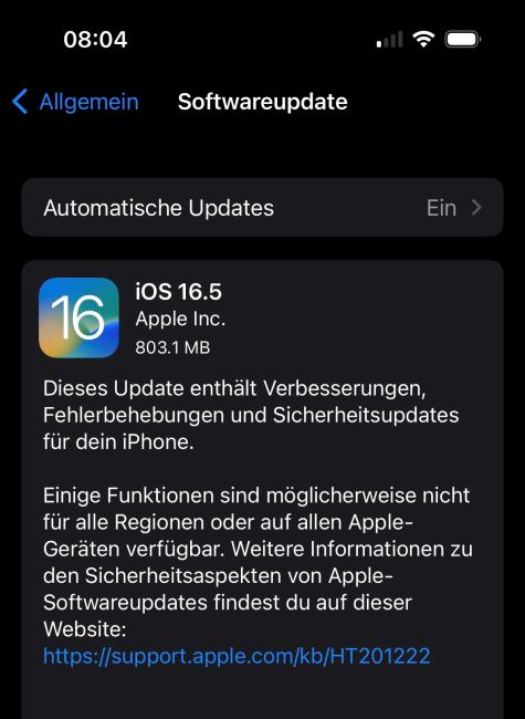 Apple gibt iOS und iPad OS 16.5 frei