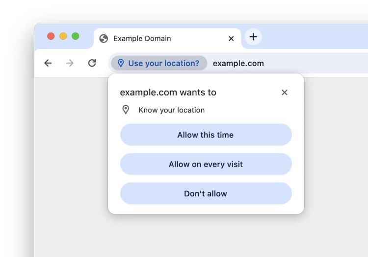 Chrome erlaubt neu einmalige Berechtigungen