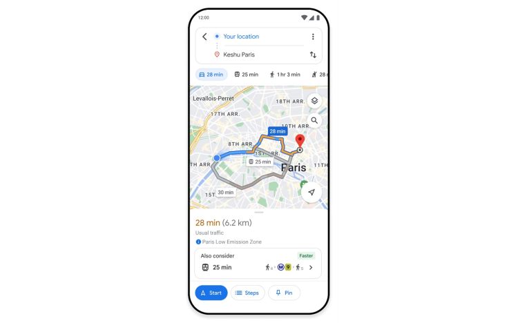 Google Maps schlägt ökologische Alternativen vor