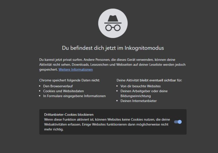 Inkognito-Modus doch nicht so inkognito: Google blendet Warnhinweis in Chrome ein