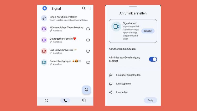 Signal mit neuer Funktion Anruflinks