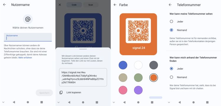 Signal bringt Nutzernamen, erlaubt mehr Kontrolle über Telefonnummer