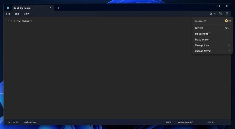 Auch Notepad bekommt KI-Copilot