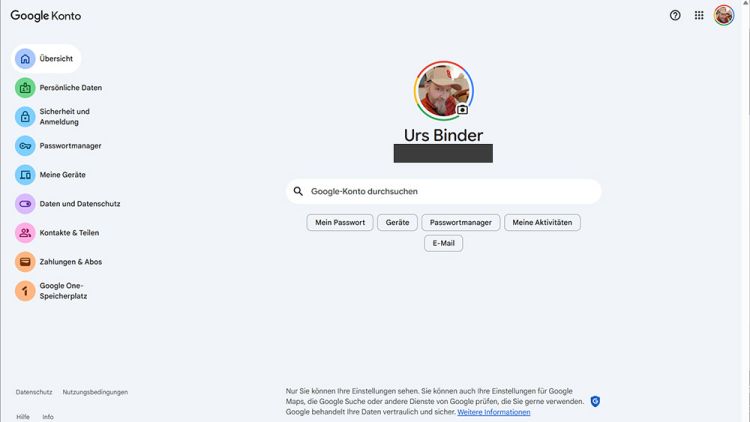 Google-Kontoeinstellungen erhalten Redesign mit M3 Expressive