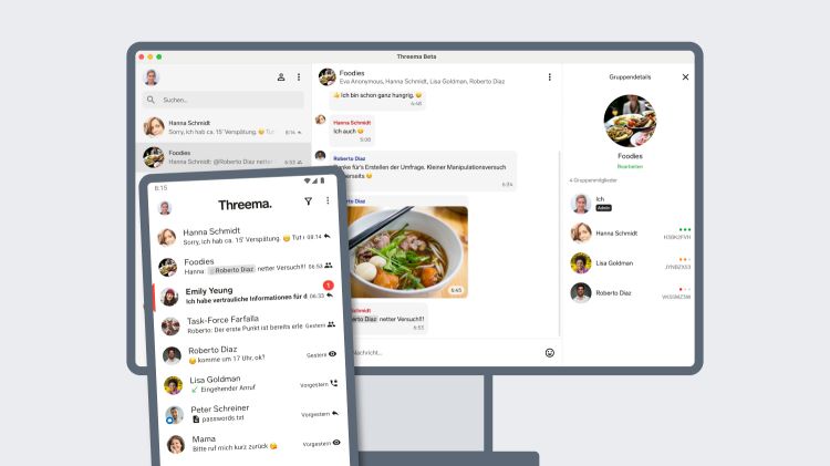 Threemas Desktop-App funktioniert nun auch mit Android