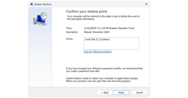 Windows 11 löscht Wiederherstellungspunkte nach 60 Tagen