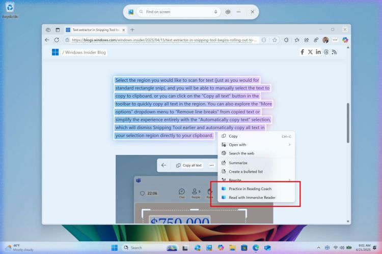 Neue Text Actions für Copilot+ PCs