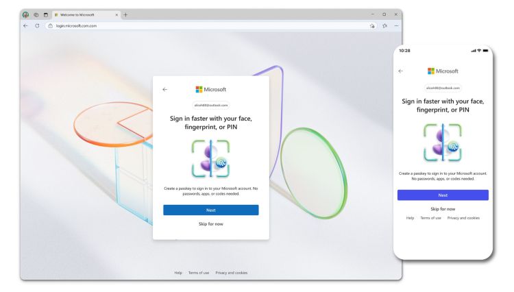 Microsoft stellt neue Konten auf Passkeys um 