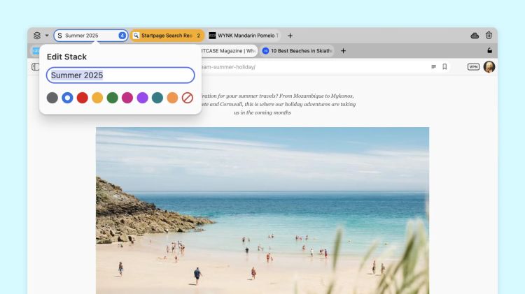 Vivaldi 7.5 Update bringt farbige Tab Stapel und Crash Fixes
