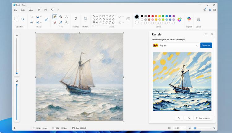Microsoft verpasst Paint neues Restyle Feature