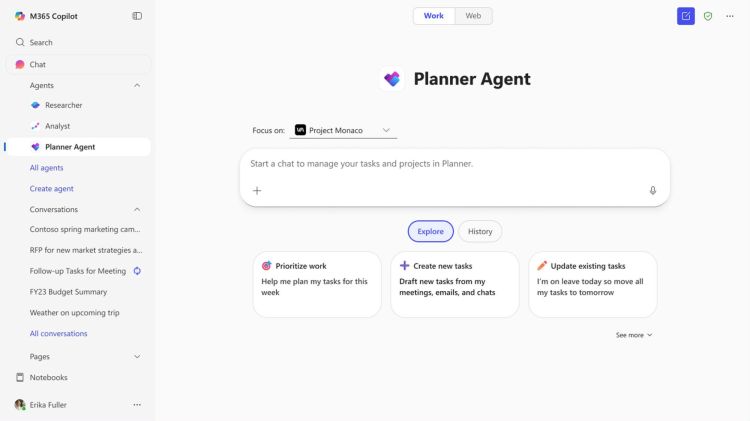 Microsofts Planner Agent ermöglicht Aufgabenplanung via KI-Chat