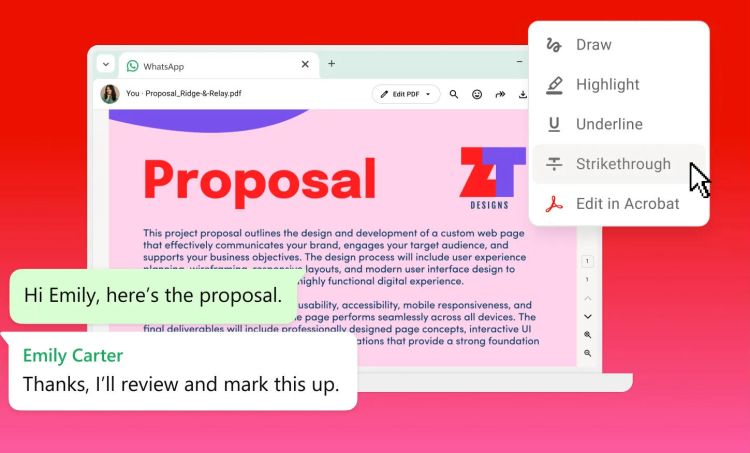 Adobe integriert PDF-Funktionen in Whatsapp