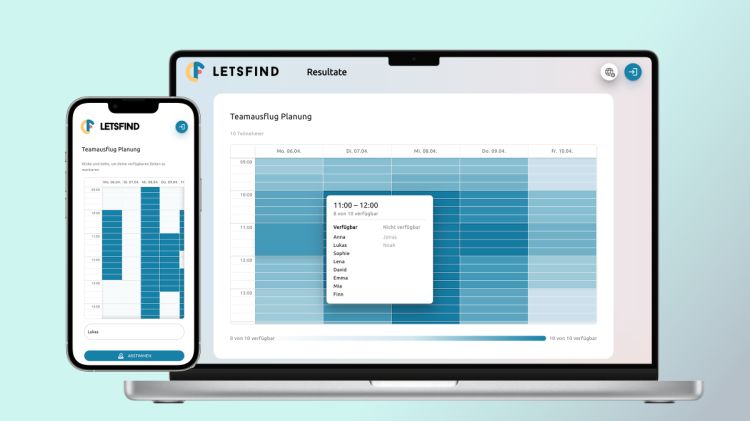 Umfragetool Letsfind mit Verfügbarkeitsumfrage