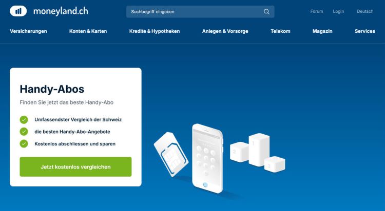 Moneyland startet mit neuem Handy-Abo-Vergleich für die Schweiz