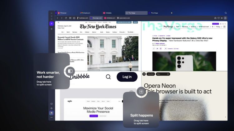 Opera One 128 verbessert Split-Screen-Feature