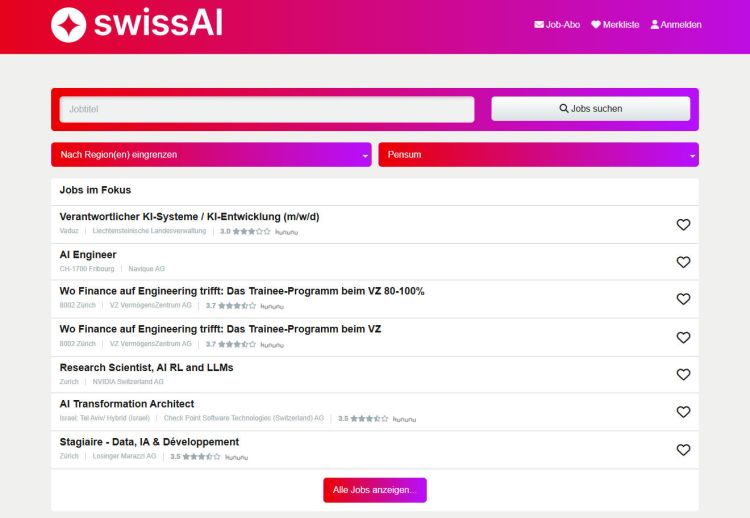 SwissAI lanciert Jobplattform für KI-Fachkräfte