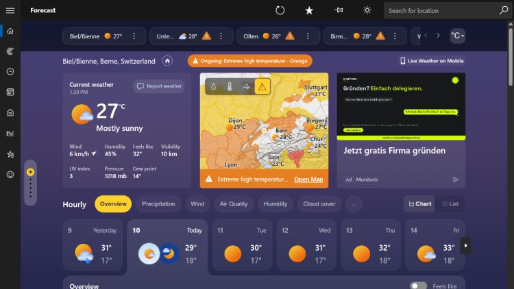 Wetter-App von Windows 11 frisst Speicher wie wild