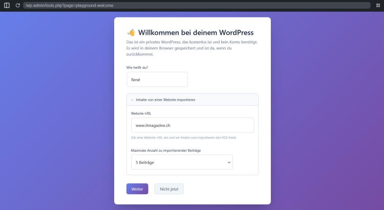 Wordpress lässt sich neu persistent im Browser betreiben
