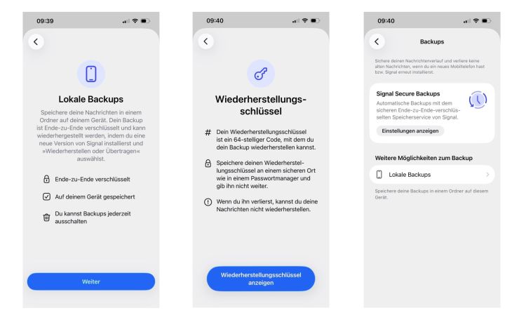 Signal für iOS und iPadOS bekommt lokale Backups