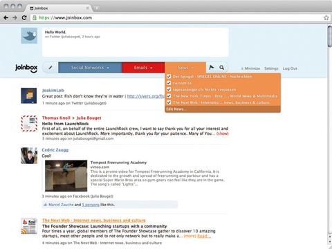 Joinbox: News, Mails und Tweets in einer Inbox