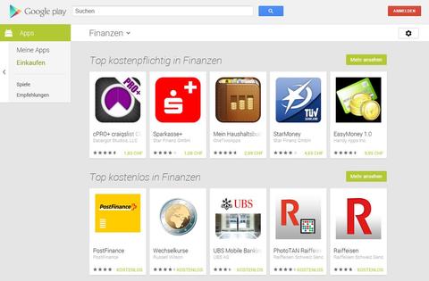 Google Play Store im neuen Design