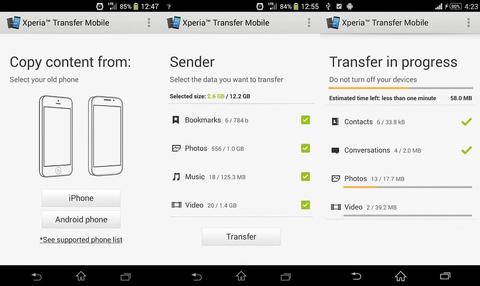 Sony Xperia Transfer Mobile App plus Transfer Kabel - Smartphone-Migrationshilfe