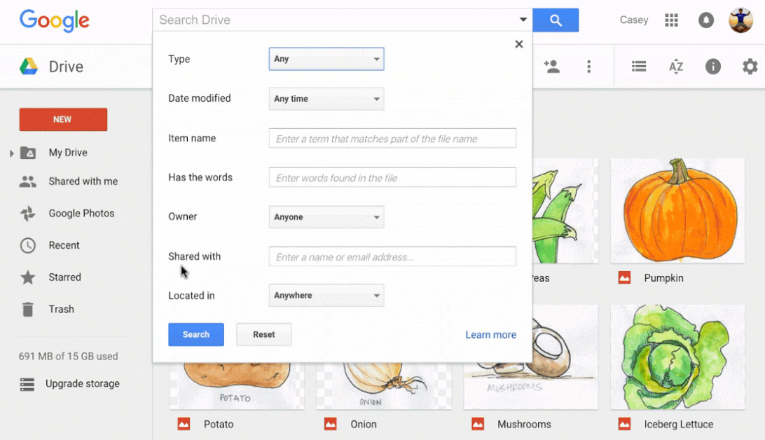 Erweiterte Suchfunktionen bei Google Drive