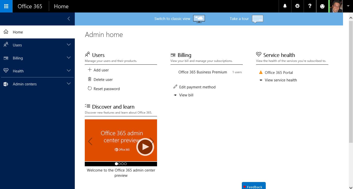Admin Center von Office 365 wird aufgefrischt