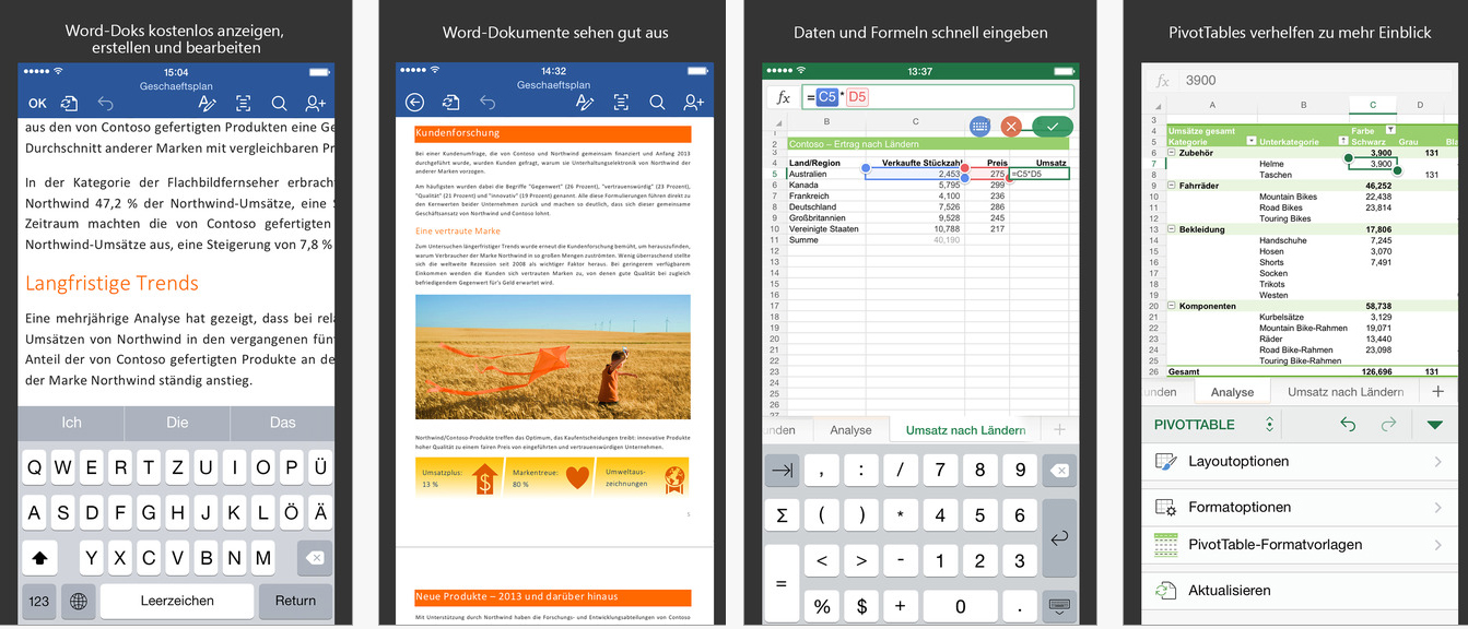 Word, Excel und Powerpoint für iOS aktualisiert