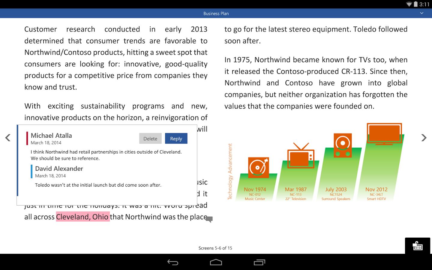 Vorinstallierte Microsoft Office Suite für Android-Geräte