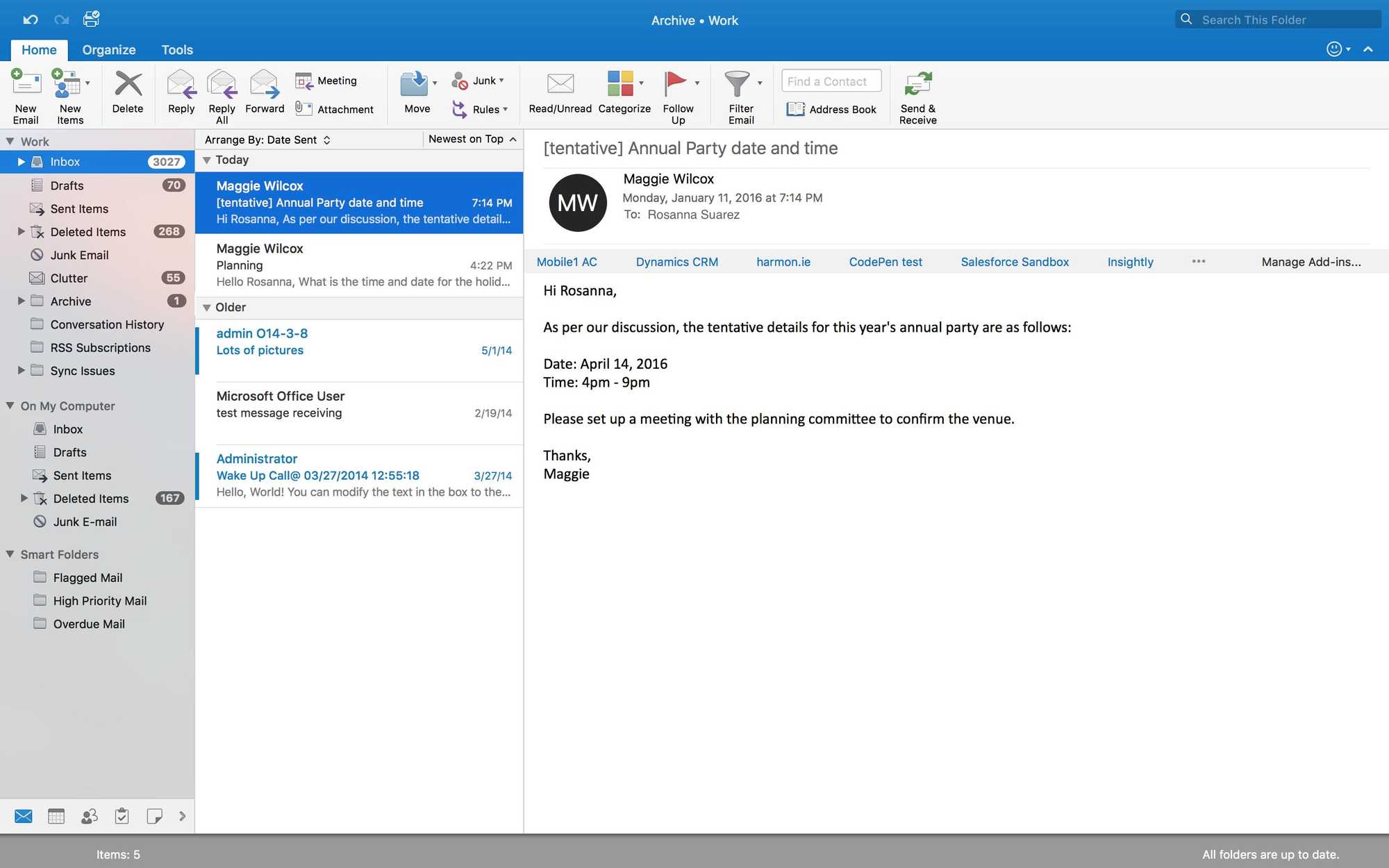 Outlook für Mac neu mit Vollbildansicht