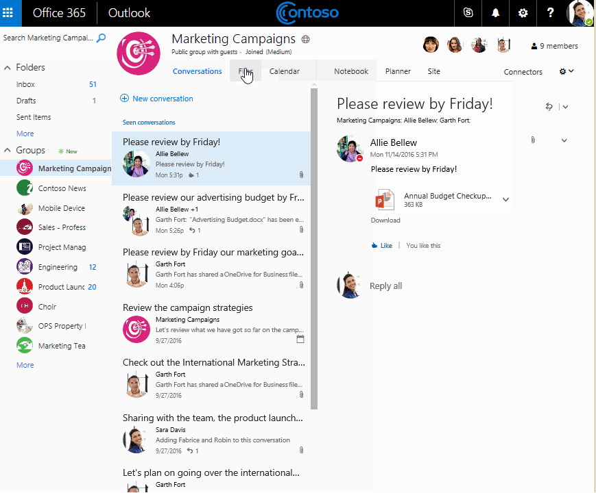Web-Outlook mit neuen Collaboration-Features