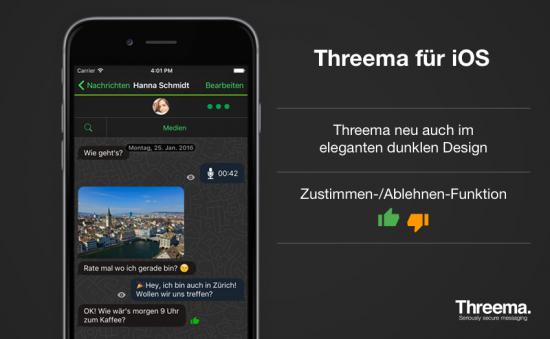 Threema führt Zustimmen- und Ablehnen-Funktion für iOS ein