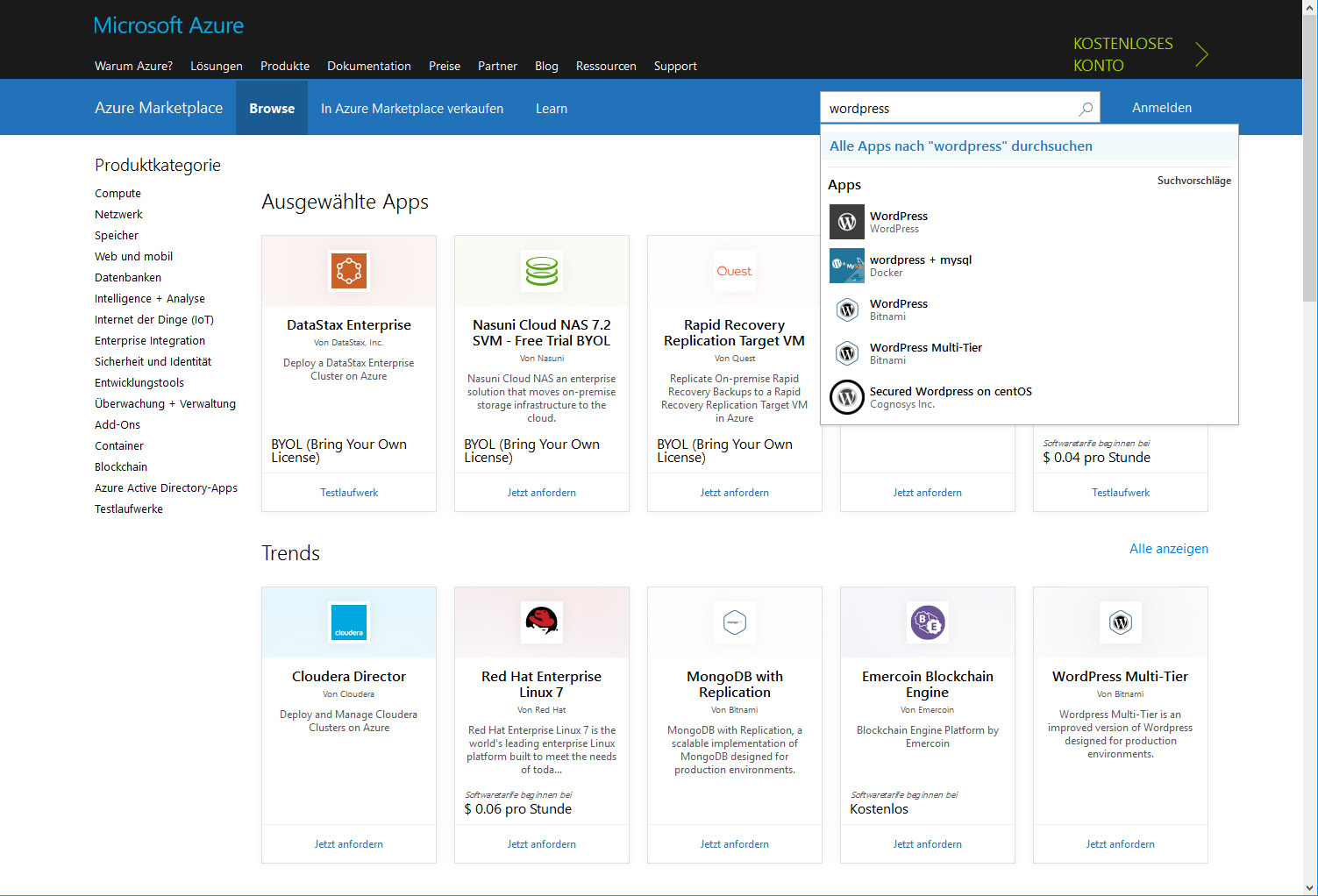 Azure Marketplace wird aufgefrischt